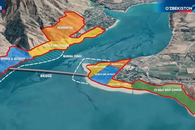 Кадр репортажа телеканала Uzbekistan 24 о проекте Эмина Агаларова Sea Breeze Uzbekistan